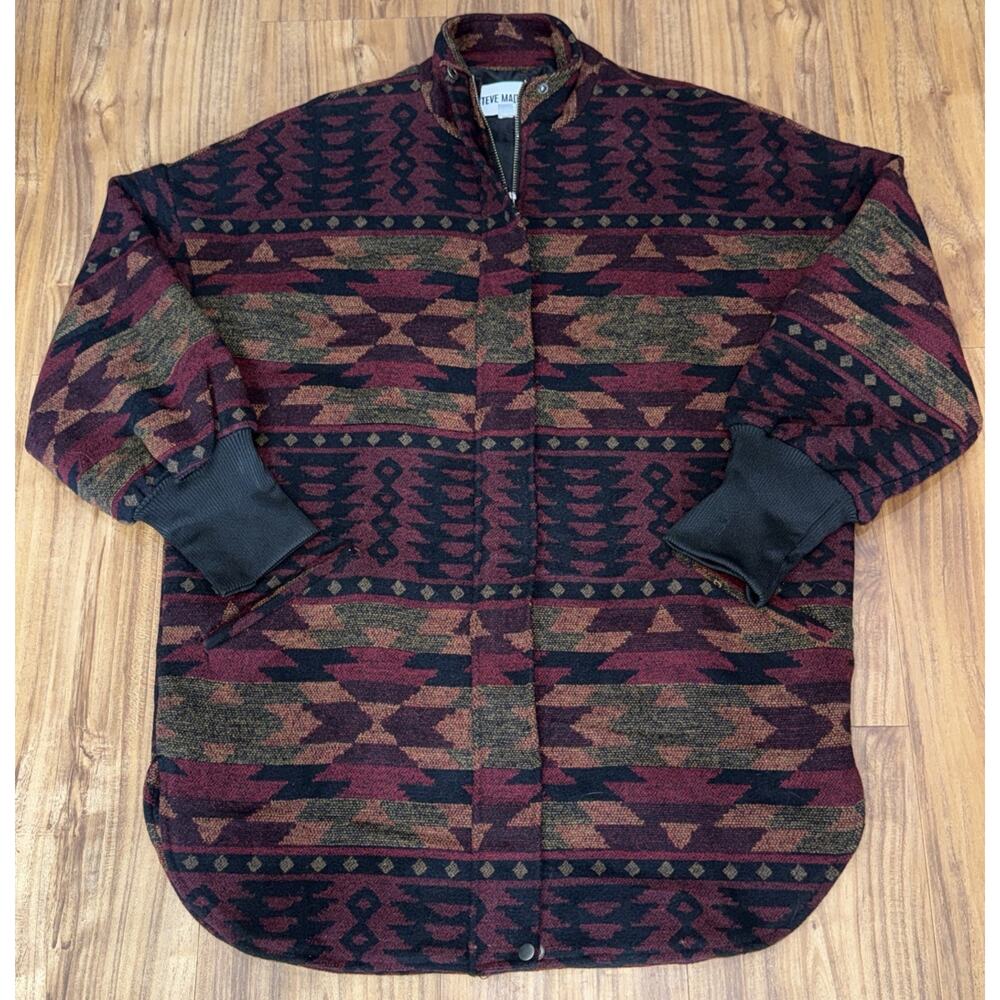 Steve Madden Women's Multicolor Aztec Cabin Fever Wool Blend Jacket XS OVERSIZED